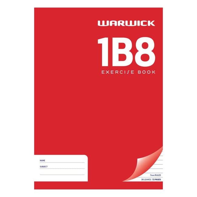 Warwick Exercise Book 1B8 36 Leaf A4 Unpunched Ruled 7mm-Officecentre