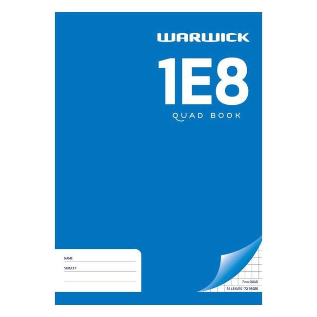 Warwick Exercise Book 1E8 36 Leaf A4 Quad 7mm-Officecentre