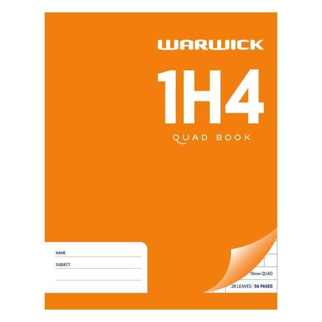 Warwick Exercise Book 1H4 28 Leaf Quad 10mm 230x180mm-Officecentre