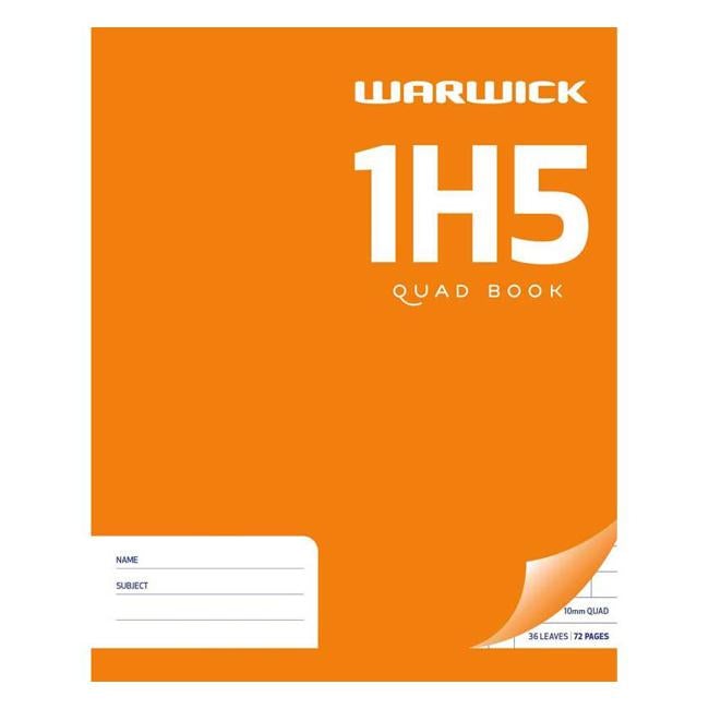 Warwick Exercise Book 1H5 36 Leaf Quad 10mm 255x205mm-Officecentre