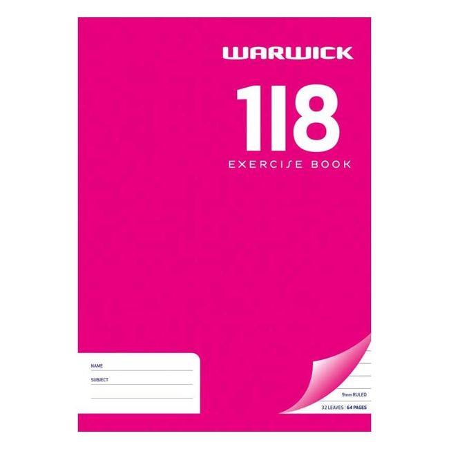 Warwick Exercise Book 1I8 9mm Ruled 32 Leaf A4-Officecentre
