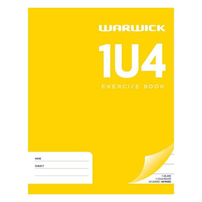 Warwick Exercise Book 1U4 24 Leaf Ruled 2/3 Unruled 1/3 230x180mm-Officecentre