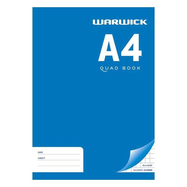 Warwick Exercise Book 32 Leaf A4 Quad 8mm-Officecentre