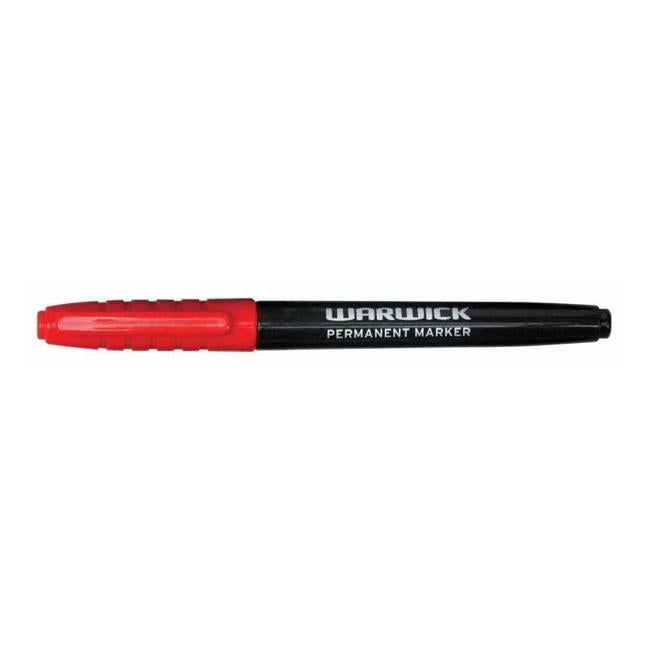 Warwick Marker Red Fine Tip Permanent Box Of 12-Officecentre