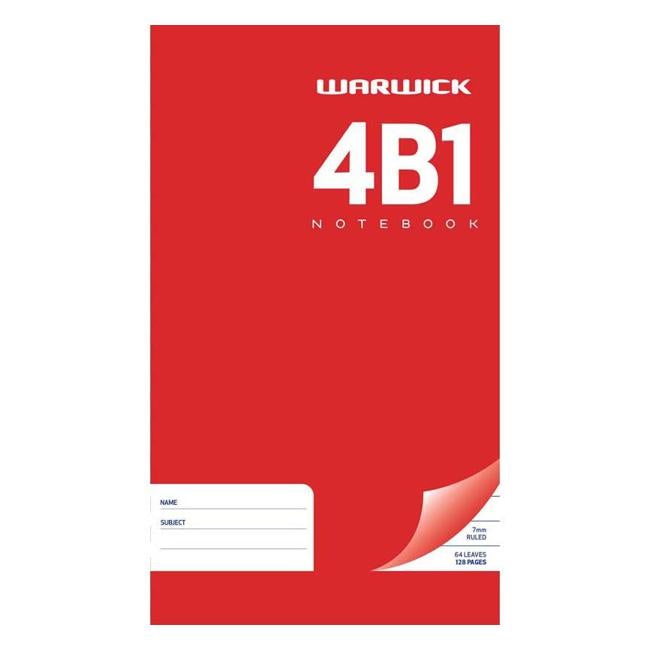Warwick Notebook 4B1 64 Leaf Hard Cover Ruled 7mm 165x100mm-Officecentre