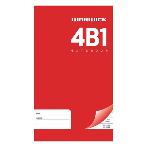 Warwick Notebook 4B1 64 Leaf Hard Cover Ruled 7mm 165x100mm-Officecentre