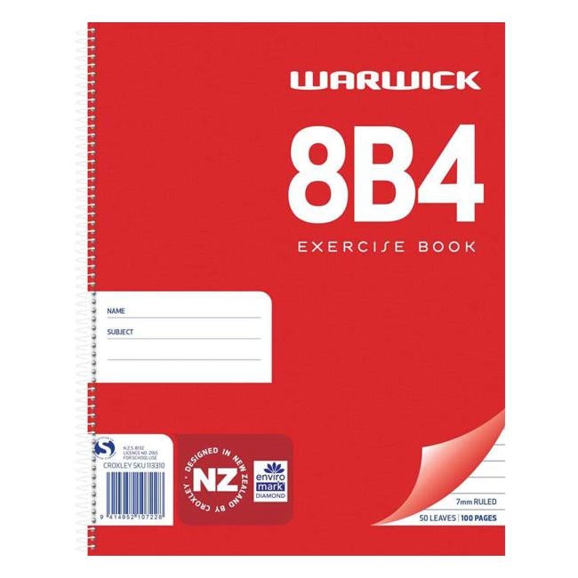 Warwick Notebook 8B4 50 Leaf Spiral Ruled 7mm 230x180mm-Officecentre