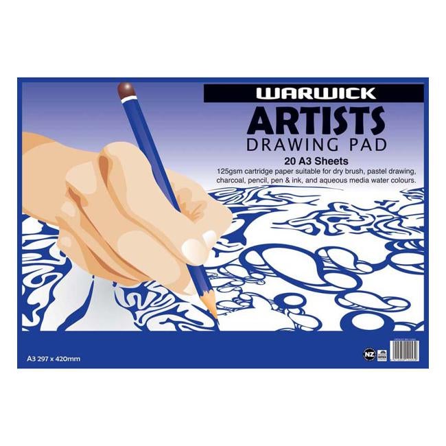 Warwick Pad A3 Artists Drawing 20 Leaf 125gsm-Officecentre