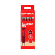Warwick Pen Ballpoint Red Capped Medium Box 10-Officecentre
