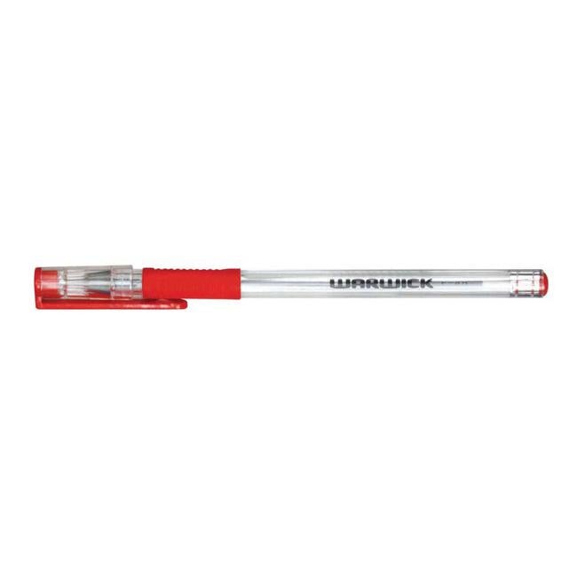Warwick Pen Ballpoint Red Capped Medium Box 10-Officecentre