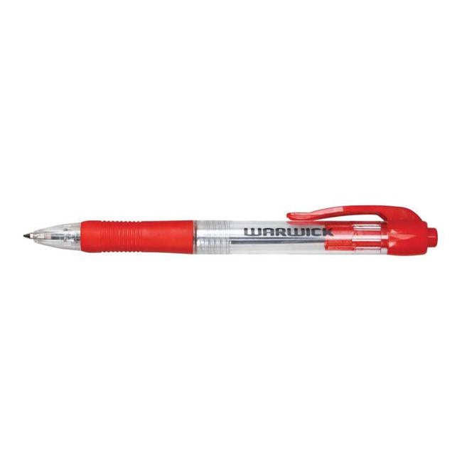 Warwick Pen Ballpoint Red Retractable Medium Box 12 Comfort Grip-Officecentre
