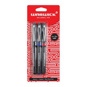 Warwick Pen Rollerball Capped Medium Blue Black Red 3 Pack-Officecentre