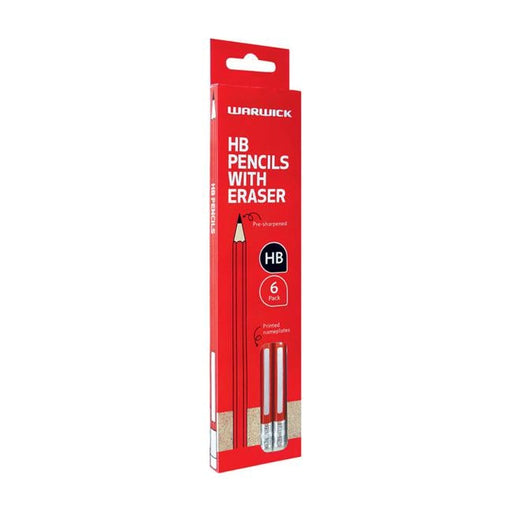 Warwick Pencil HB with Erasers 6 Pack-Officecentre