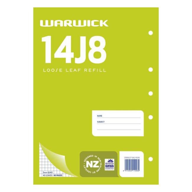 Warwick Refill 14J8 Loose Leaf 40 Leaf A4 5mm-Officecentre