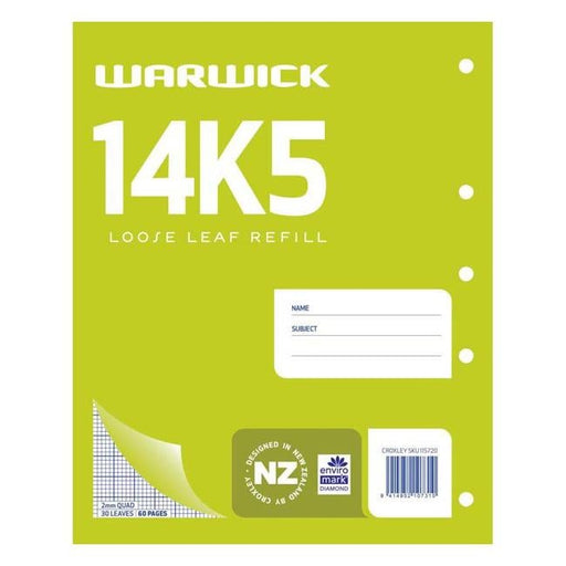 Warwick Refill 14K5 Loose Leaf 30 Leaf 2mm Quad 255x205mm-Officecentre