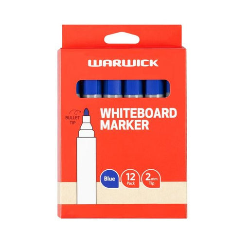 Warwick Whiteboard Marker Blue Bullet Tip Box 12-Officecentre