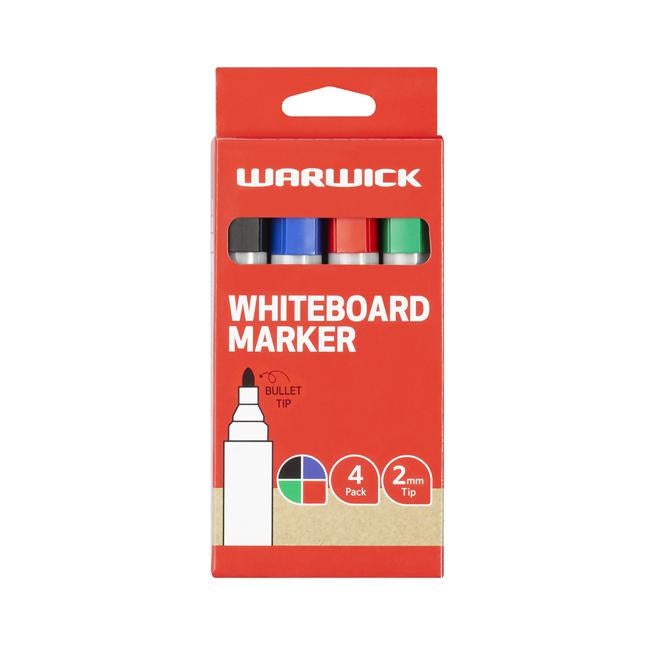 Warwick Whiteboard Marker Bullet Tip 4 Wallet-Officecentre