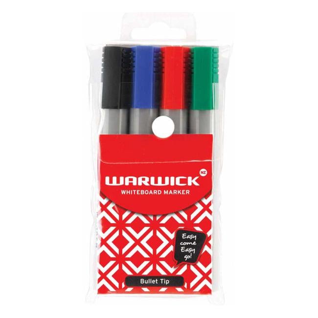 Warwick Whiteboard Marker Bullet Tip 4 Wallet-Officecentre